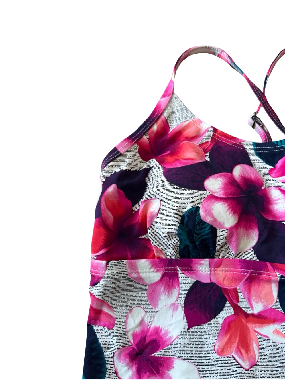 Krista Sport Tankini Top Pink Floral UPF 50+ Cross Back Built-In Bra NWT - Picture 4 of 16